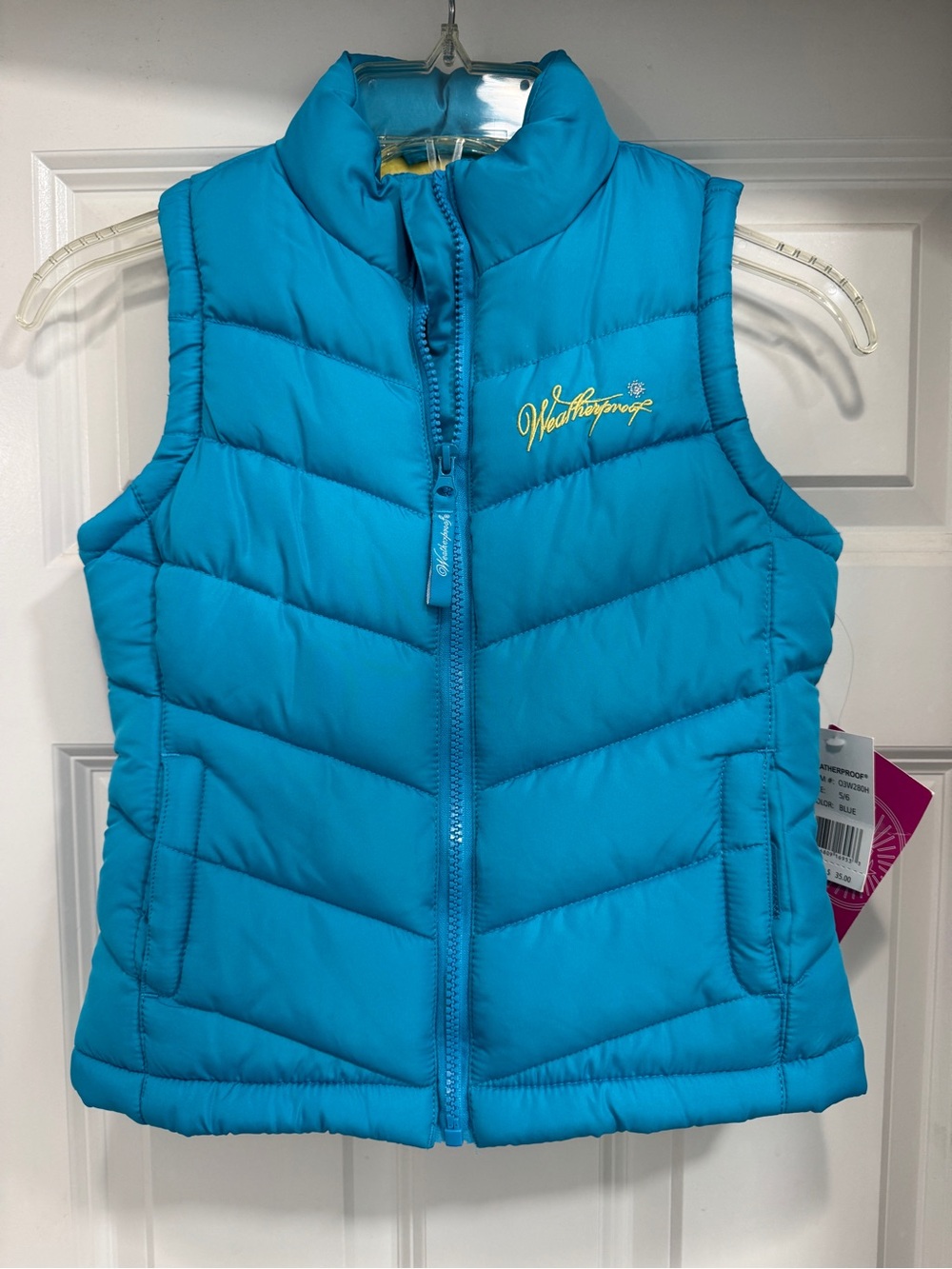 Weatherproof Kids Blue Puffer Vest - Insulated Sleeveless Jacket; size 5/6; NWT